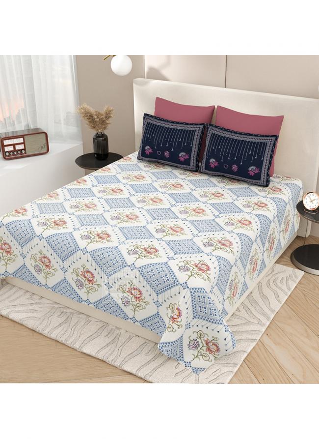 Cotton White   Printed Bedsheets( 108*108)